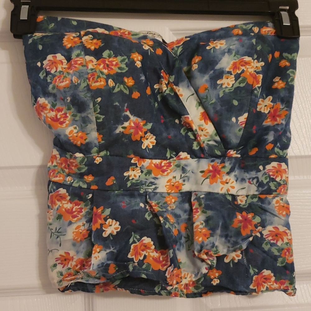 Floral Peplum Tube Top